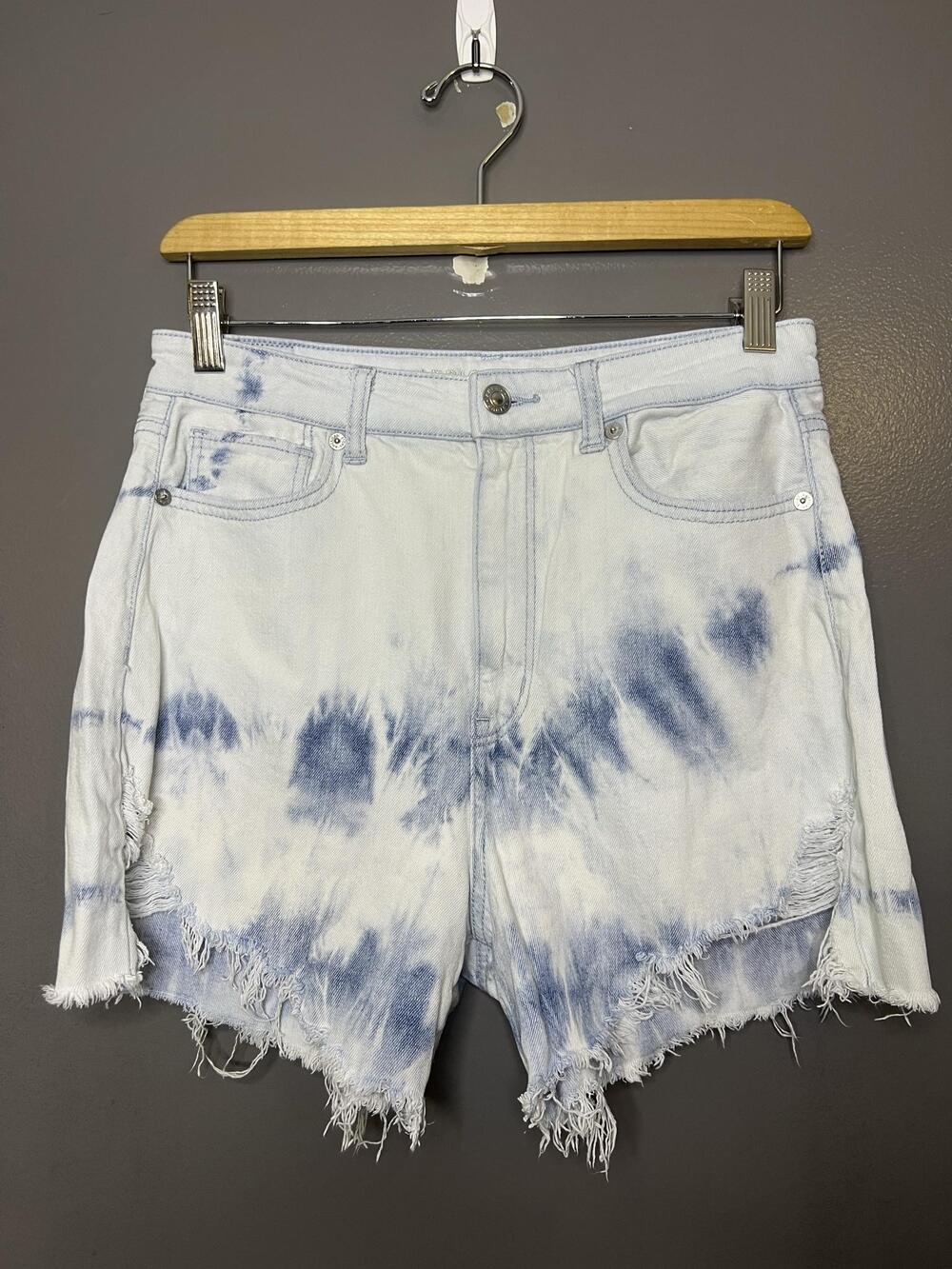American Eagle Outfitters Mom Shorts Womens 6 Blue Tie Dye High Rise Cutoff